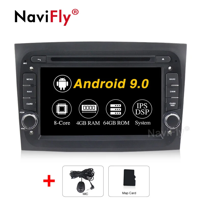 NaviFly ips DSP 4G+ 64G Android 9 автомобильный gps-навигатор для Fiat Doblo Авторадио dvd-плеер - Цвет: 4GB-64GB-8 Core