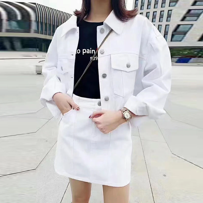 

XUXI Autumn 2020 Women New Coat Loose Thin Long-sleeved Turn-down Collar Streetwear Jacket Short Coats Chaqueta Femme FZ2672
