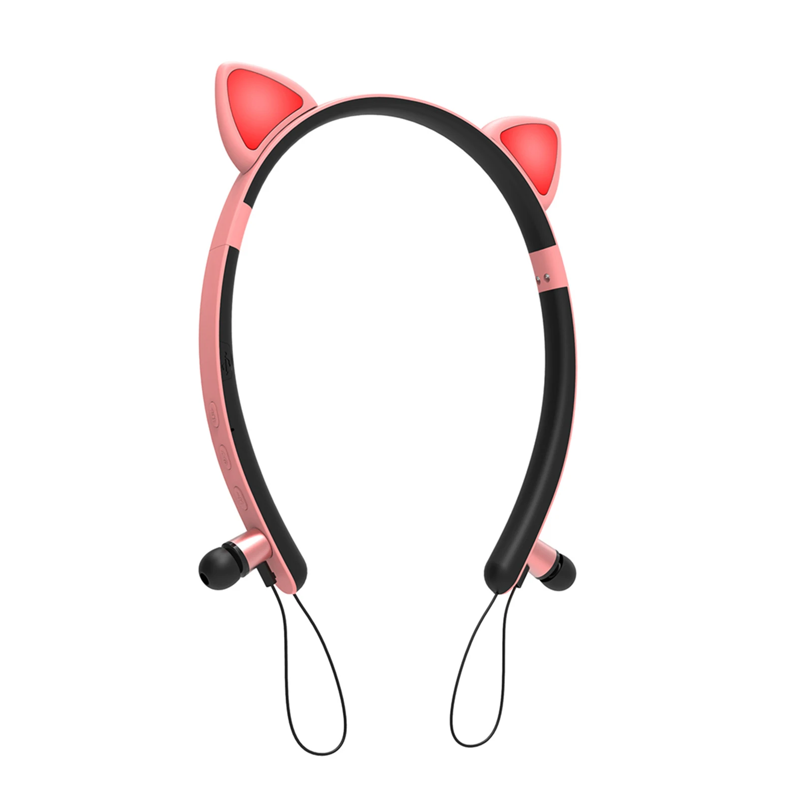 Girls Universal Wireless Headphones Portable With Mic Magnetic Absorption Luminous Cat Ear HiFi Stereo Gift Cute Bluetooth 5 0