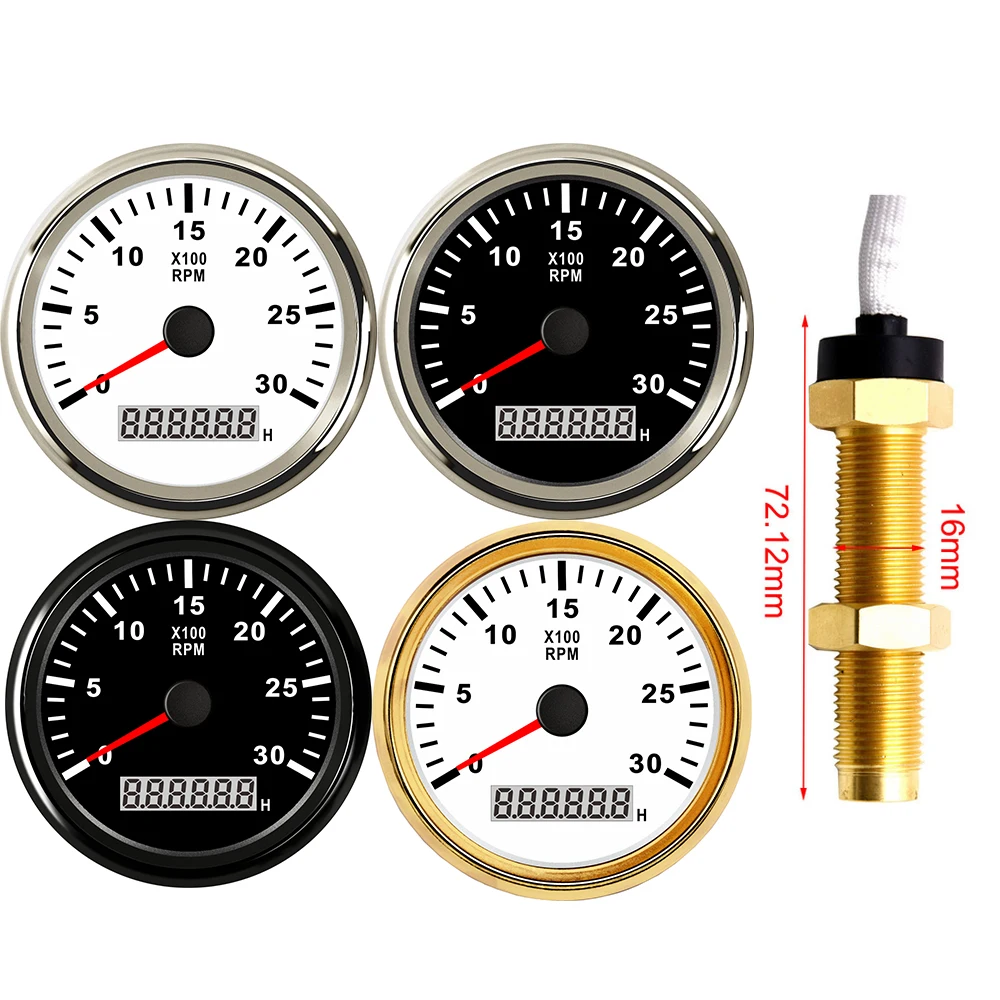 タコメーター 85mmボートタコメーターゲージ03000 03000 85mm Boat Car Gauge Hour Meter Oil