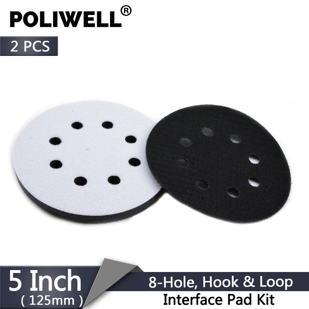 Poliwell 2pcs 8hole Polishing Pad 5 Inch 125mm Hook And Loop Polisher