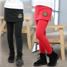 Новые корейские зимние Бархатные брюки-кюлоты для девочек, детские леггинсы с короной, детская одежда