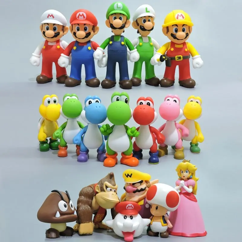13 см Фигурки &quotСупер Марио&quot игрушки Super Mario Bros Bowser Luigi Koopa Yoshi Maker Odyssey ПВХ для