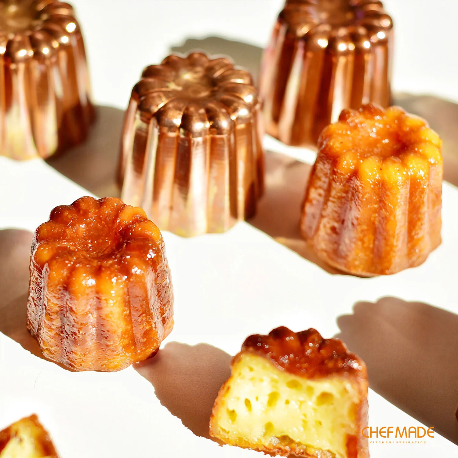 CHEFMADE Медь Canele пресс форм 6 шт. 2 дюймовый Cannele маффинов стаканчик) и Управлением по