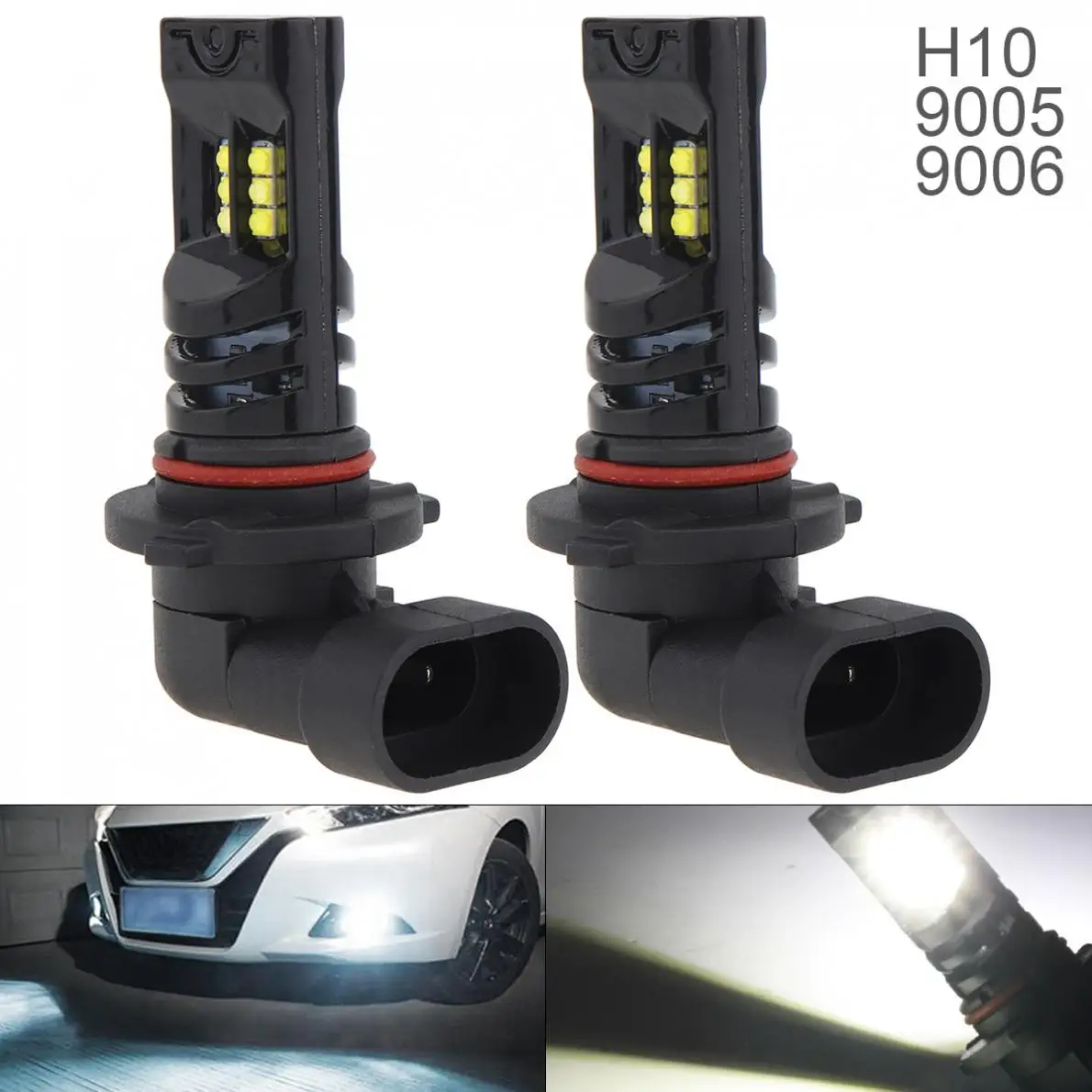 2 шт. 12V H8 H11 H10 9005 2525 SMD светодиодный Противотуманные фары Дневные Фары Светильник 2400LM 6500 K-7500 K белый, вождения, бега, противотуманные фары Дневные Фары Лампы авто светильник лампы