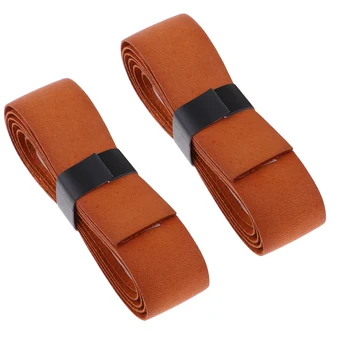 

2x Leather Handle Grip Tape Cover Tennis/Badminton/Squash Racket, Dark Brown