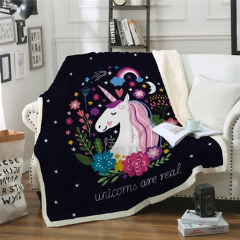 

Cartoon Blanket Unicorns are real 3D print Plush Throw Sofa Noble Bedspread Bed Blankets