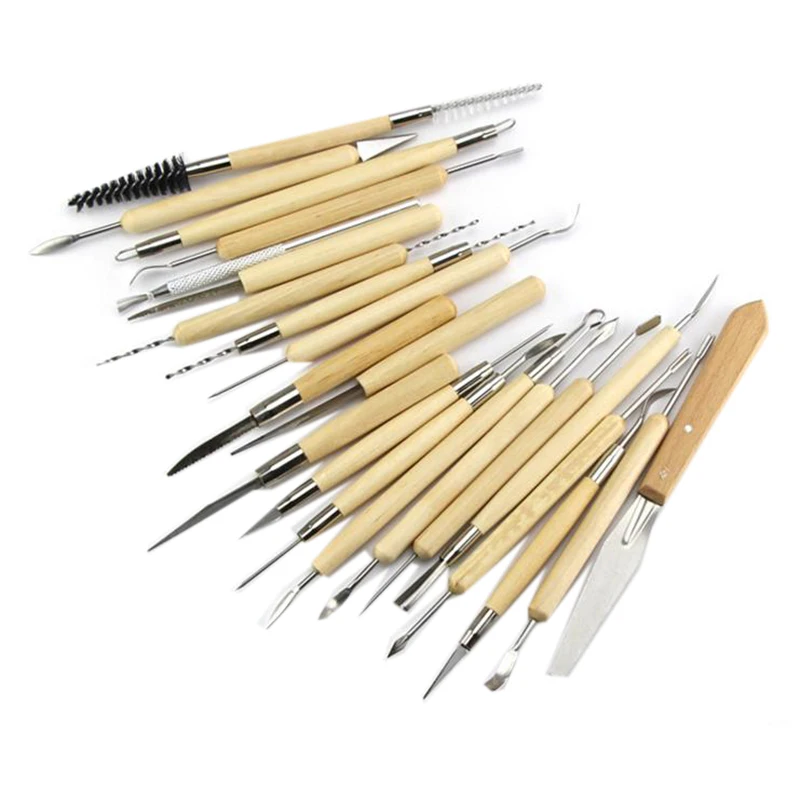 EASY-23Pcs/набор керамической глины Скульптура Резьба Моделирование керамические деревянные Инструменты Набор Diy ремесло для дома ручной работы поставки