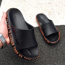 2021 Summer Slippers Men Alphabet Design Soft Sole Beach Flip Flops Large size 47 Unisex Casual Slip-on Flats Sandals Women Shoe