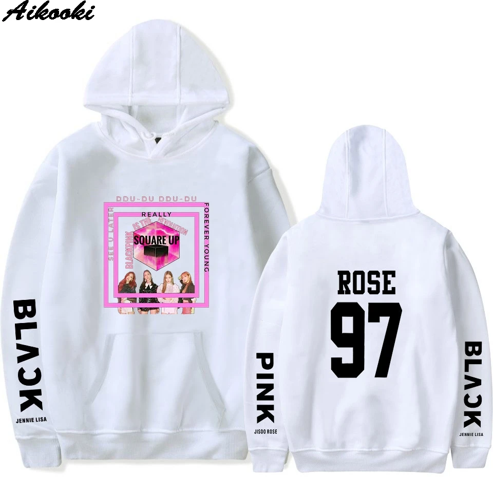 Корейские черные розовые толстовки для мужчин/женщин с модным принтом Kpop толстовки Harajuku зимние толстовки idol blackpink толстовки
