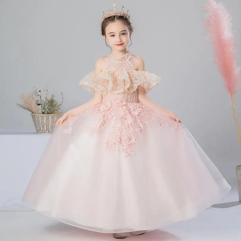 

High-end Girls Princess Gown Children Wedding Birthday Party Tutu Dress Modis Kids Clothes Catwalk Evening Dress Vestidos Y2064