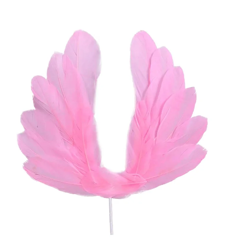 Creative Angel Wing Cake Topper Feather Birthday Cake Topper For Anniversary Wedding Unique Wedding Cake Plugin Cake Decoration - Цвет: Розовый