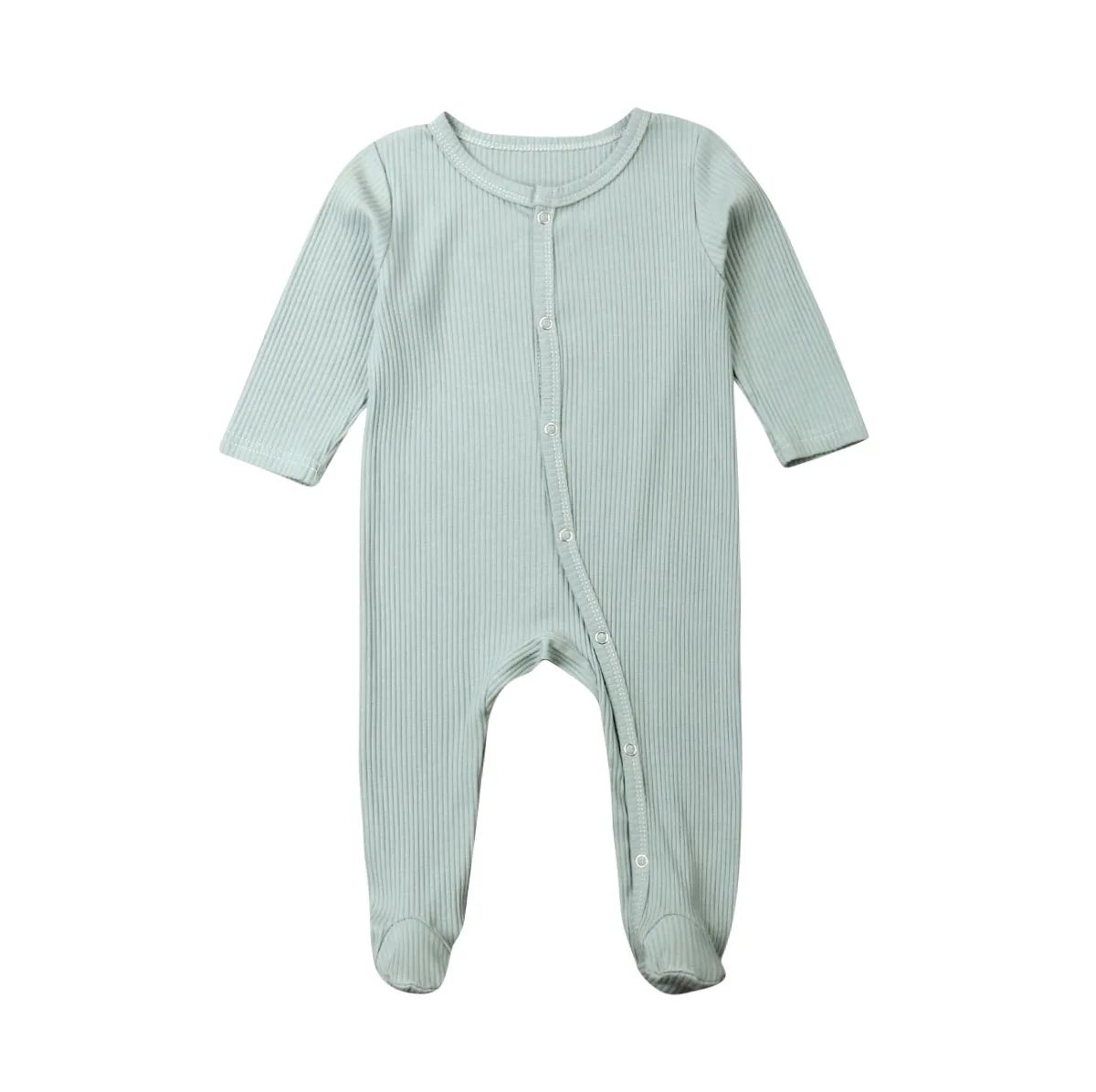 Одежда для новорожденных; одежда для маленьких мальчиков и девочек; Мягкий комбинезон с длинными рукавами; теплая трикотажная одежда из хлопка; пляжный костюм; милая однотонная одежда - Цвет: Флуоресцентный зеленый