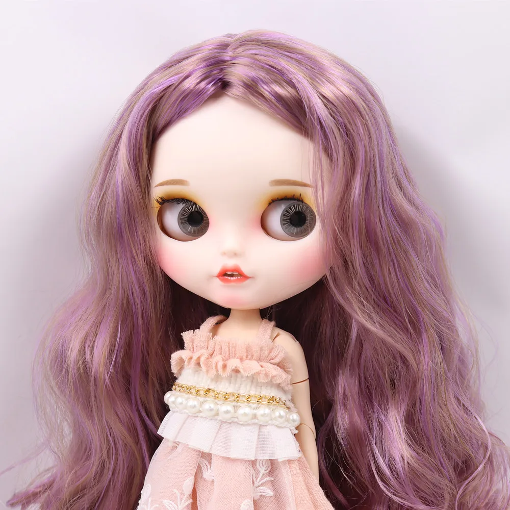 Ледяной обнаженный Blyth кукла No. BL7216/9400 фиолетовый микс золотые волосы резные губы пупырчатая рот матовая индивидуальная лицевая муфта тела 1/6 bjd