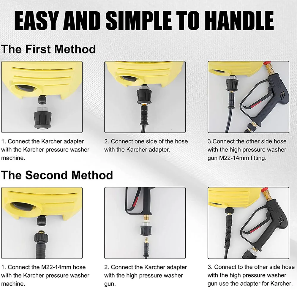 Hose Connector Converter  washer outlet adapter M22 For Parkside Nilfisk karcher quick connect adapter High Pressure Washer Hose 3