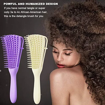 

2 Pieces Detangling Brush for Afro America/African Hair Textured 3A to 4C Kinky Wavy/Longhair