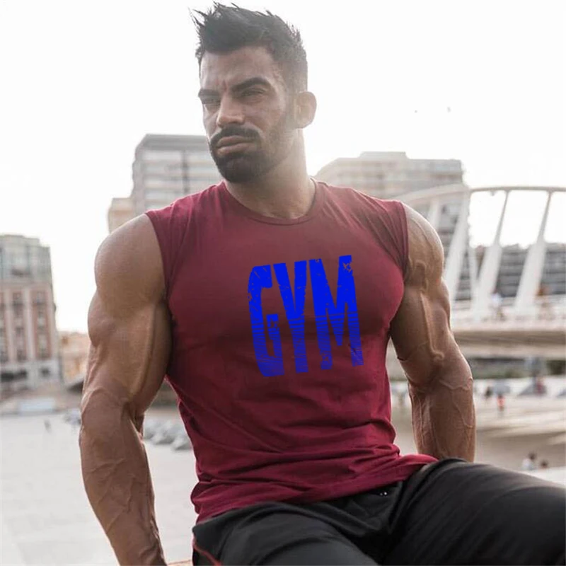 Брендовый хлопковый жилет без рукавов Фитнес модные тренировки Стрингер топы с круглым вырезом, Для мужчин тренажерные залы Повседневная рубашка Костюмы Бодибилдинг