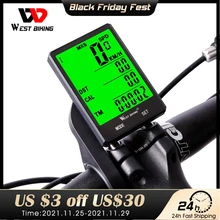WEST BIKING Waterproof Bicycle Computer With Backlight Wireless Wired Bicycle Computer Bike Speedometer Odometer Bike Stopwatch