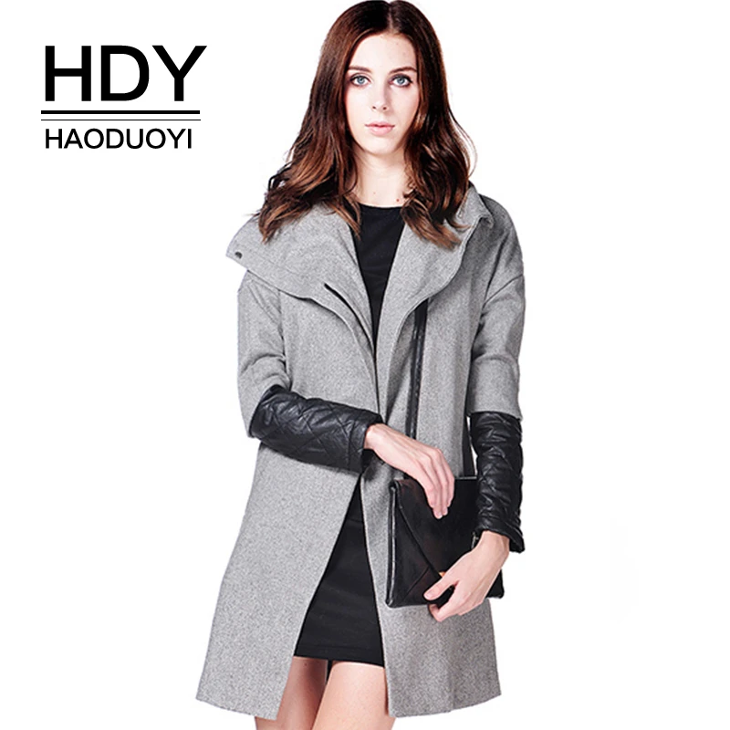 HDY Haoduoyi 2019 модная весенняя женская одежда диагональная молния кожа манжеты