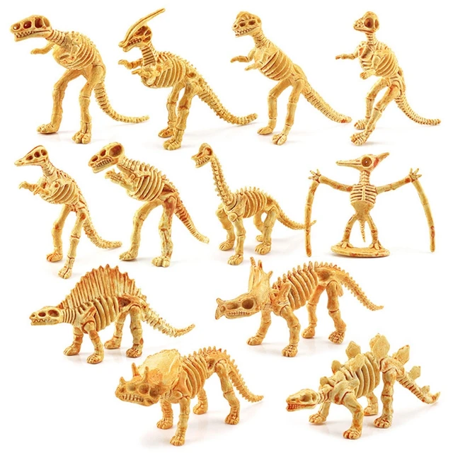 12Pcs Realistic Dinosaur Skeleton Mini Figurine Model Animal Replica Table Cake Topper Room Decor Boutique Collection H055 1