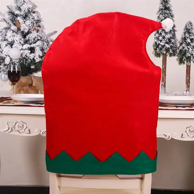 2 шт Elf Чехол для стула из нетканого материала моющееся сиденье задняя крышка для обеденного стула набор для фестивалей рождественской вечеринки украшение