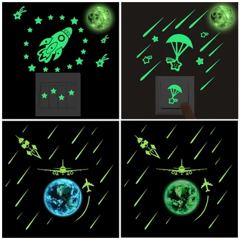

DIY Luminous meteor shower Earth Moon Wall Stickers For Kids Rooms Wall Stickers Home Decor Living Room Glow In The Dark Stars