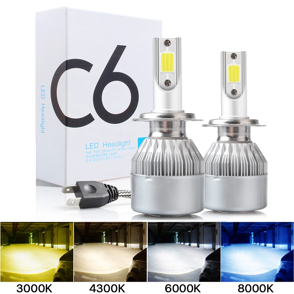 2PCS C6 Led Car Headlight H7 LED H4 Bulb H8 H1 H3 H11 HB3 9005 HB4 9006 9007 Auto Lamps Fog Lights 3000K 6000K 8000K Wholesale | Автомобили