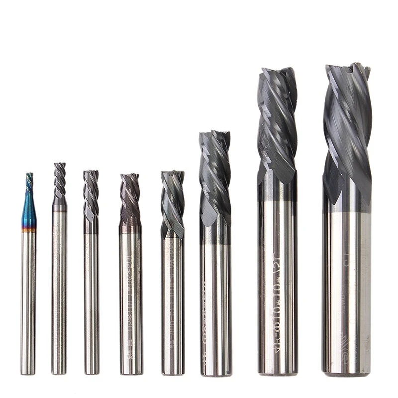 

Promotion! 8Pcs 4-Slot Carbide End Mill Set Tungsten Steel Hrc50 Hardness Cnc Milling Cutter 2/3/4/5/6/8/10/12Mm Diameter.