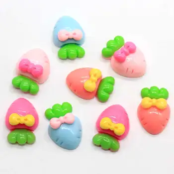 

20/100pcs Cute Cartoon Carrot Flatbacks with Bow Cabochon Mini Vegetable Accessories DIY Scrapbooking Bow Center Ornament