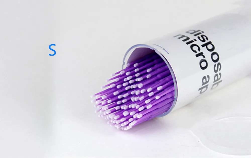 Dark Purple S Одноразовые Микро Кисти для ресниц, индивидуальные аппликационные ресницы, инструменты для наращивания, щетка-тампон, кисть для удаления ресниц, 100 шт - Handle Color: Dark Purple S