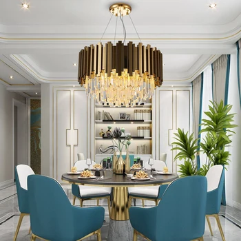 

Luxury Gold Crystal Chandelier Light For Living Room modern hanging Lamp Indoor lighting fixture Creative Suspension lamps