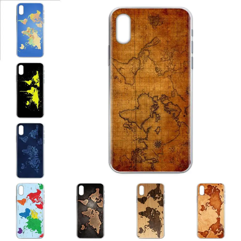 Карта мира по дереву для Apple iPhone 4 4S 5 5C 5S SE SE2 6 6S 7 8 11 Plus Pro X XS Max XR TPU мобильный телефон