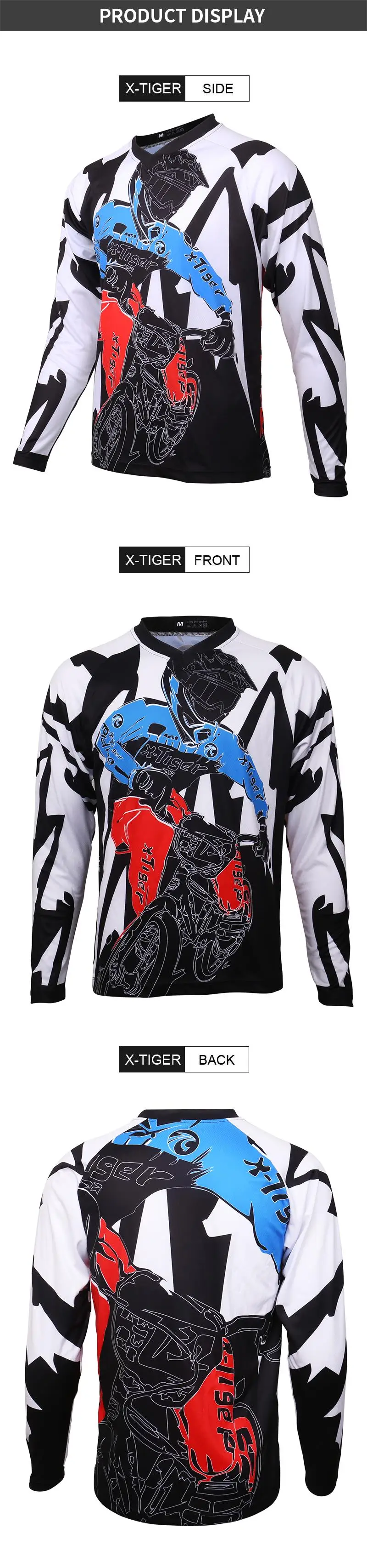 X-Tiger Long Sleeve Downhill Jerseys Shirt Motocross Racing Sports Wear Polyester Cycling Jerseys Mountain Bike DH Shirt