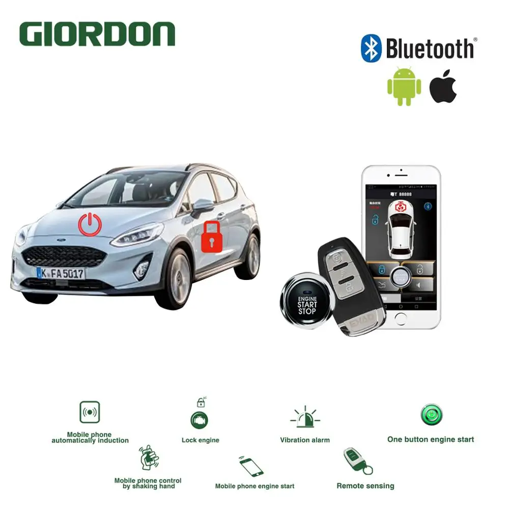 

Universal Keyless Entry PKE Comfort System IOS Android APP Phone Car Alarm Boost Remote Start Car Engine Fordfiesta
