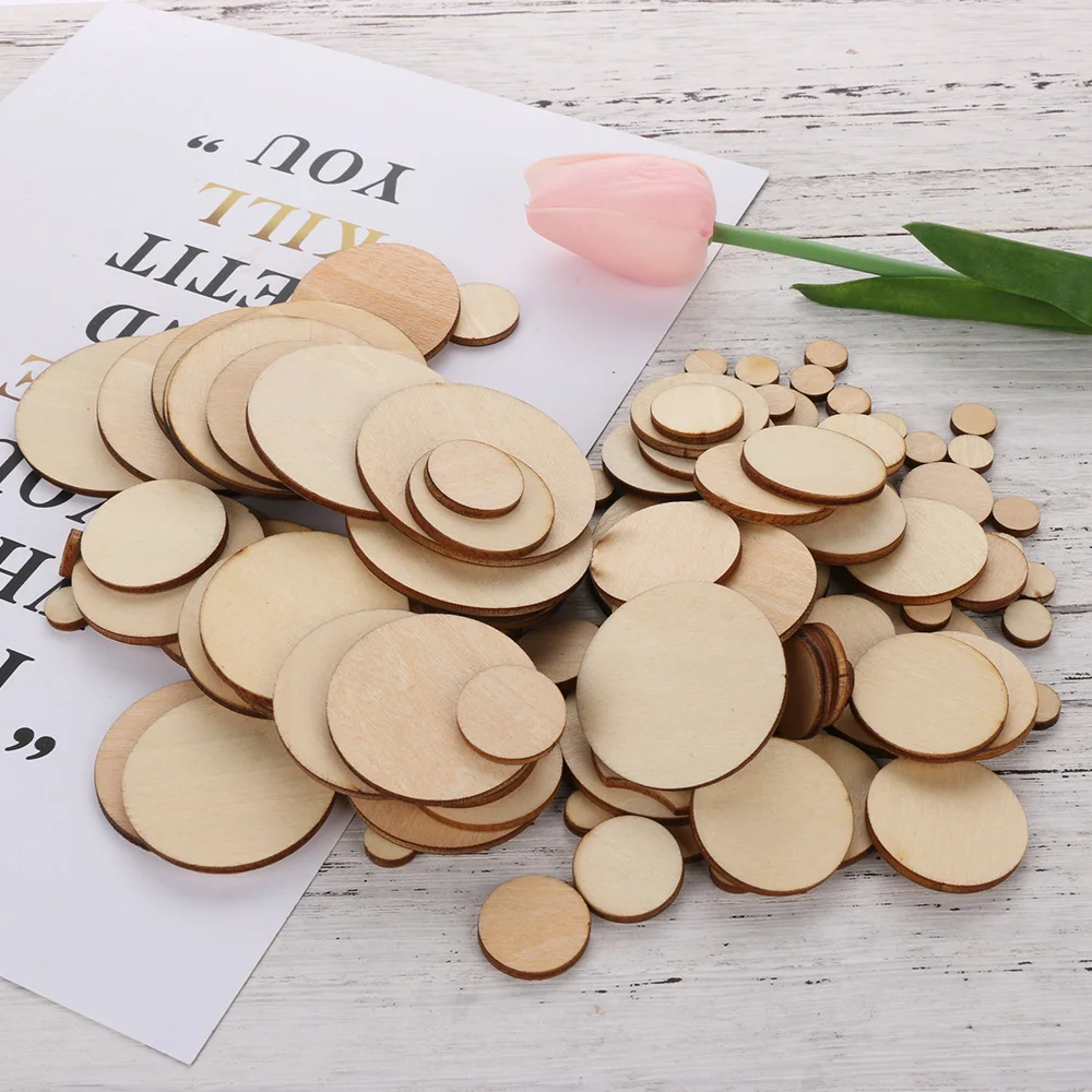 

1Bag Wooden Round Circles Ring Decorative Chips Scrapbooking Embellishment Card Making Accessory Unfinished DIY Arts Craft Tools