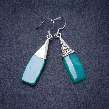 

Natural Botswana Agate Handmade Unique 925 Sterling Silver Earrings 2" Y0403