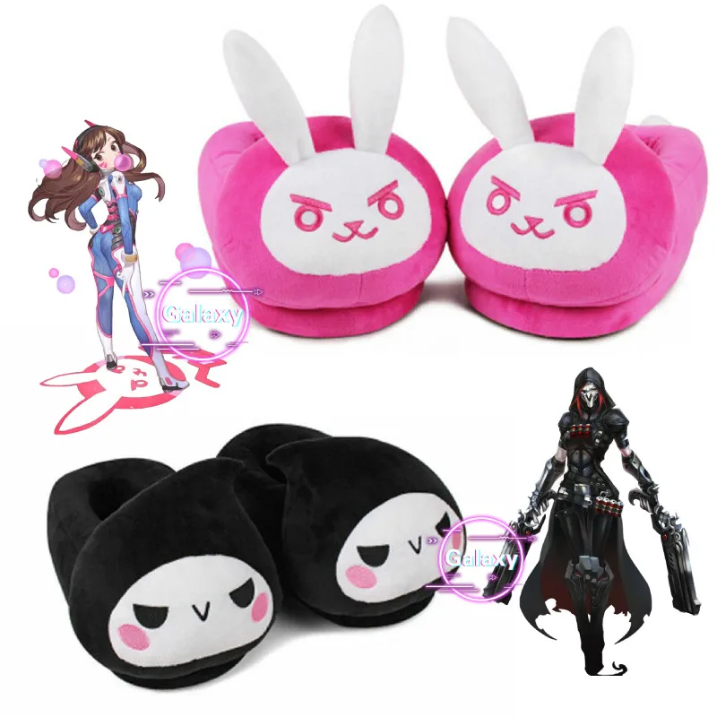 OW D. va/домашние тапочки с кроликом-жнецом; цвет розовый, черный; зимняя теплая мягкая обувь; плюшевая домашняя обувь; Рождественский подарок