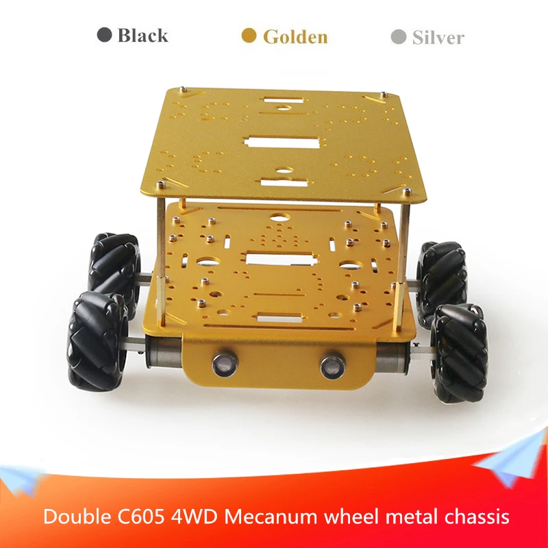Double C605 4WD Mecanum Wheel Metal Chassis Car DIY RC Mobile Robot Platform Kit 4pcs High Torque Motors DIY Maker Learning