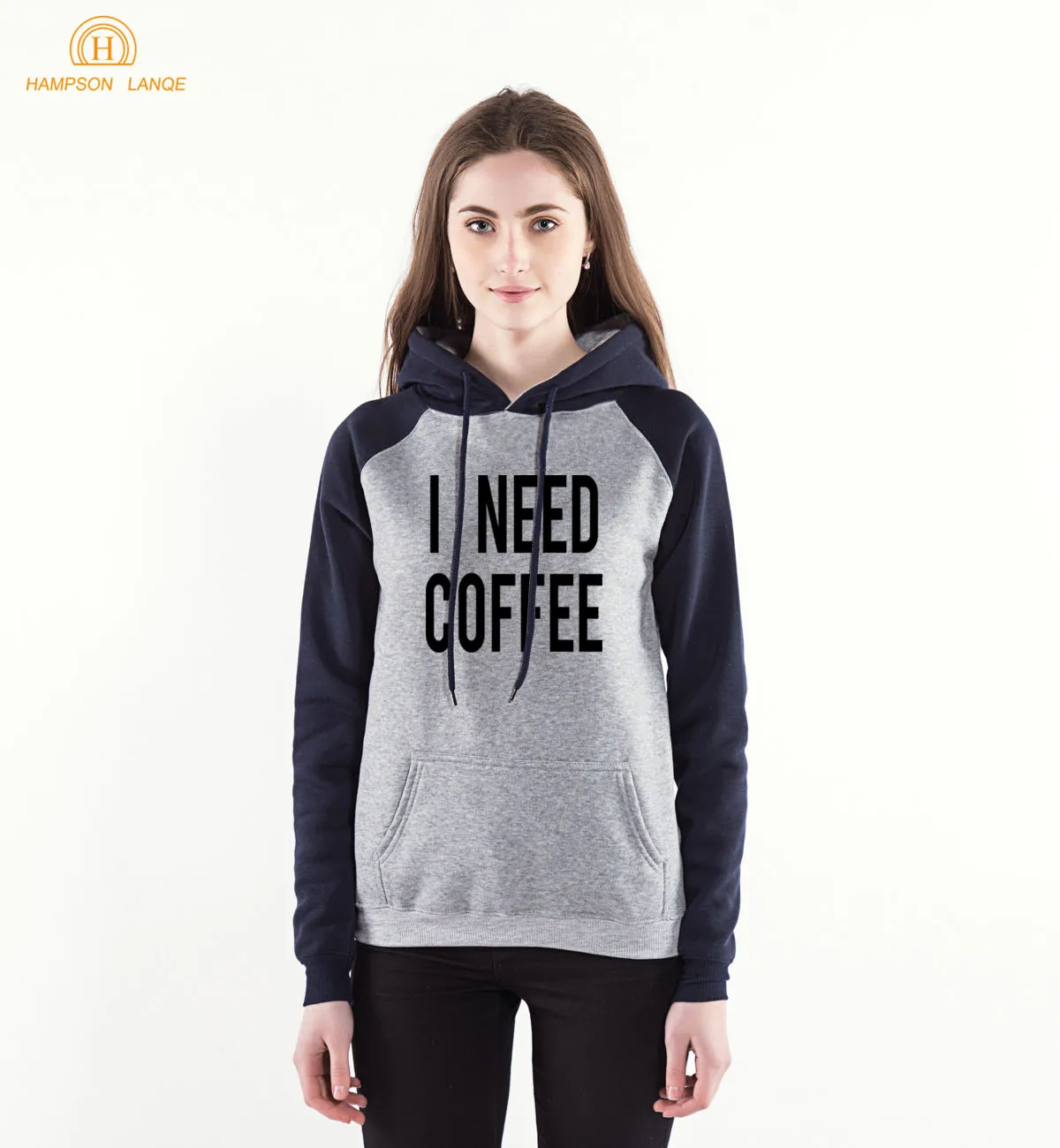 I Need Coffee Letters Print Women Raglan Hoodies Spring Autumn Kawaii Sweatshirts Fleece Women's Kpop Long Sleeve Hoodies