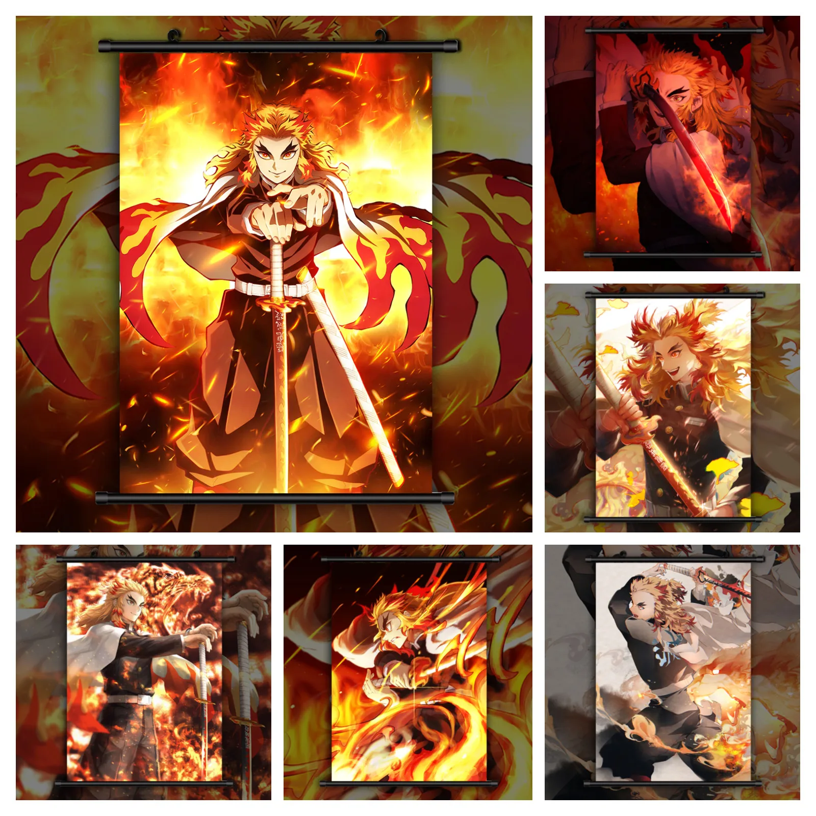 

Demon Slayer Kimetsu no Yaiba Rengoku Kyoujurou Anime manga wall Poster Scroll C