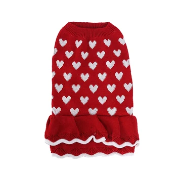 

1pc Dog Heart Christmas Skirt Adorable New Year Pet Clothes Dog Sweater Dress Pet Supplies