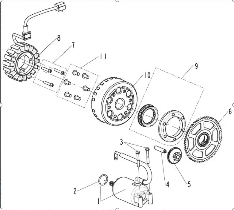Пусковой двигатель big gear comp комплект муфты fly wheel пусковое колесо вал шестерни page of