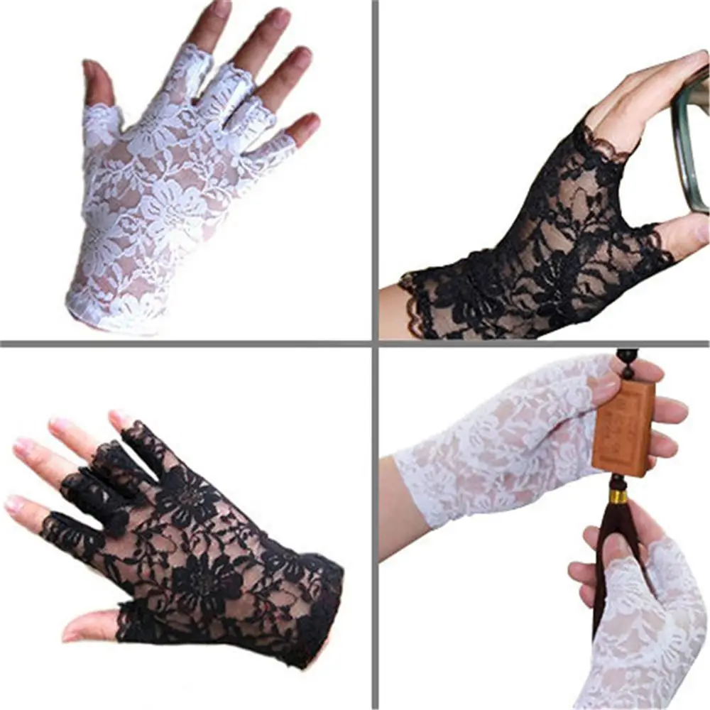 Women Vintage Stunning Gothic Sun Protection Lace Gloves Sexy Lace UV Protection Smart Gloves Fingerless Mittens Festival Gifts