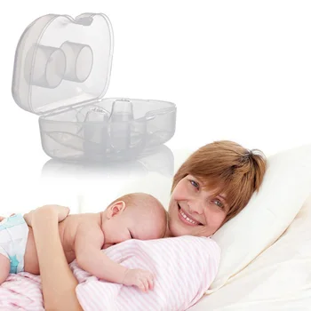 

1 Pair Silicone Round-shaped Breastfeeding Nipple Shields Nursing Protectors Protection Cover with Storage Box for Women 4x3x1in