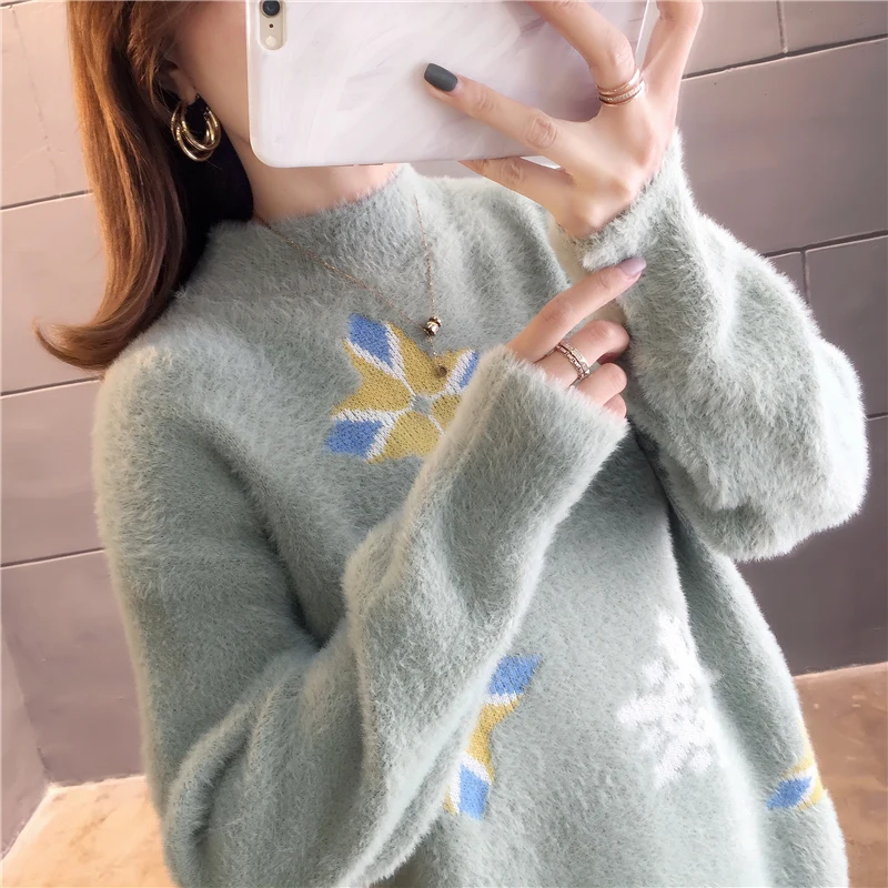Пуловер, джемпер, Blusas De Inverno Feminina, новинка 9427, имитация норки, зимний свитер, 42-5 ряд, 2 полки на второй этаж