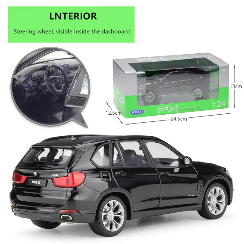 WELLY 1:24 внедорожник BMW X5 спортивный автомобиль имитация из сплава Модель
