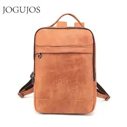 JOGOJOS, ретро рюкзак из натуральной кожи, мужская сумка, 14 дюймов, рюкзак для ноутбука, мужской деловой рюкзак из воловьей кожи, дорожная