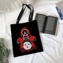 Popular Movie Squid Game Tote Bag Hot Selling Trendy Foldable Eco-friendly Shopping Bag 3D Print High Quality Female Canvas Bag