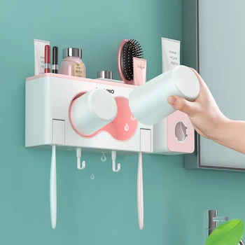

Wall-mounted Toothbrush Holder Automatic Toothpaste Dispenser Squeezer for Bathroom Home Storage Rack Bathroom Accessories