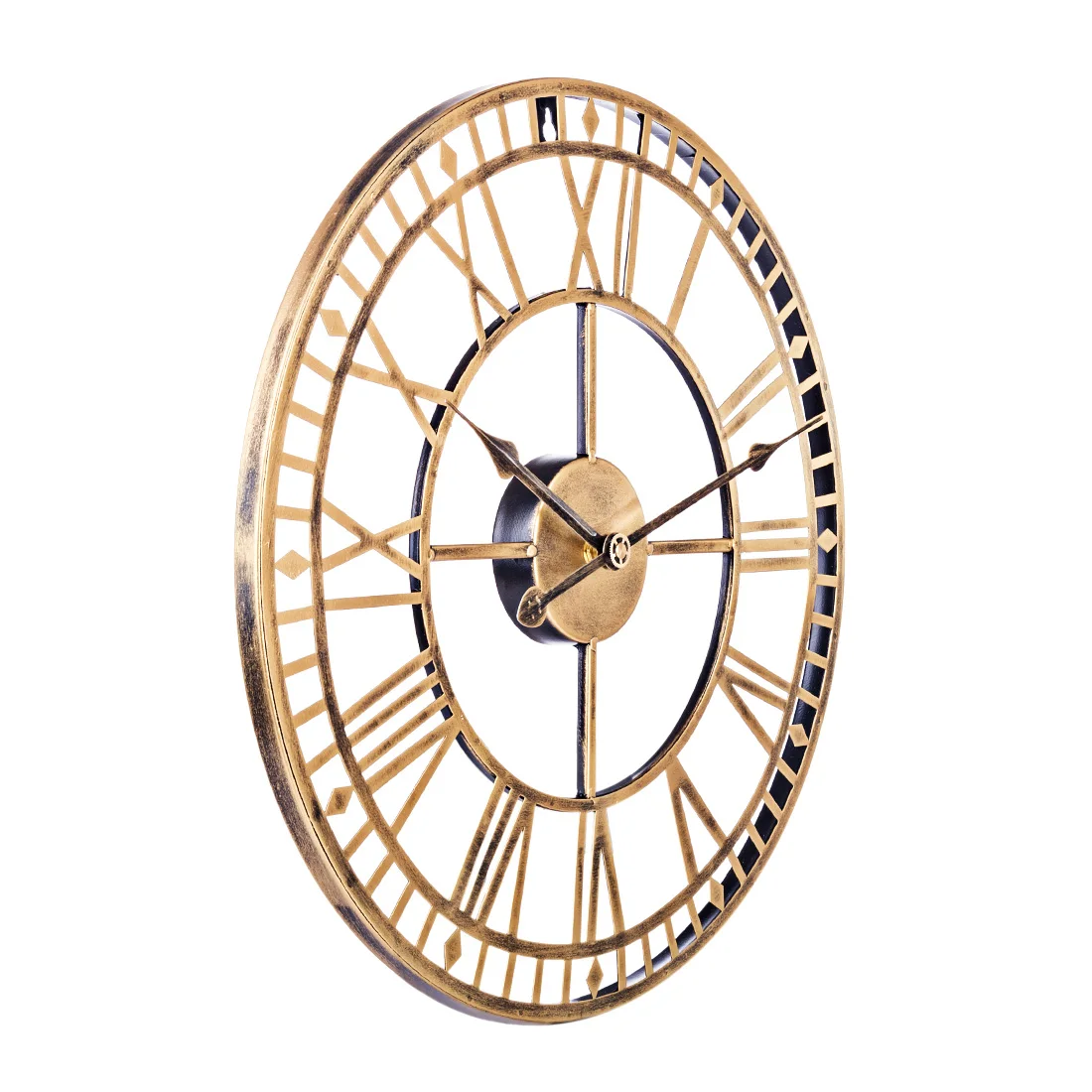 16 дюймов 40 см железные полые настенные часы римские цифры бесшумные настенные часы подвесные часы украшение дома-Ретро Золотой